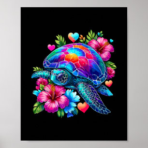 Póster Tortuga marina hawaiana Vacaciones en Hawaii Playa