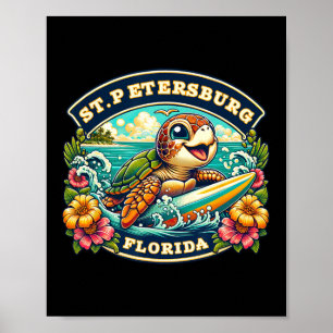 Póster Tortuga marina linda de San Petersburgo Florida su
