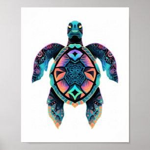 Póster Tortuga marina Mandala Sea Ocean Animal Artwork Bo