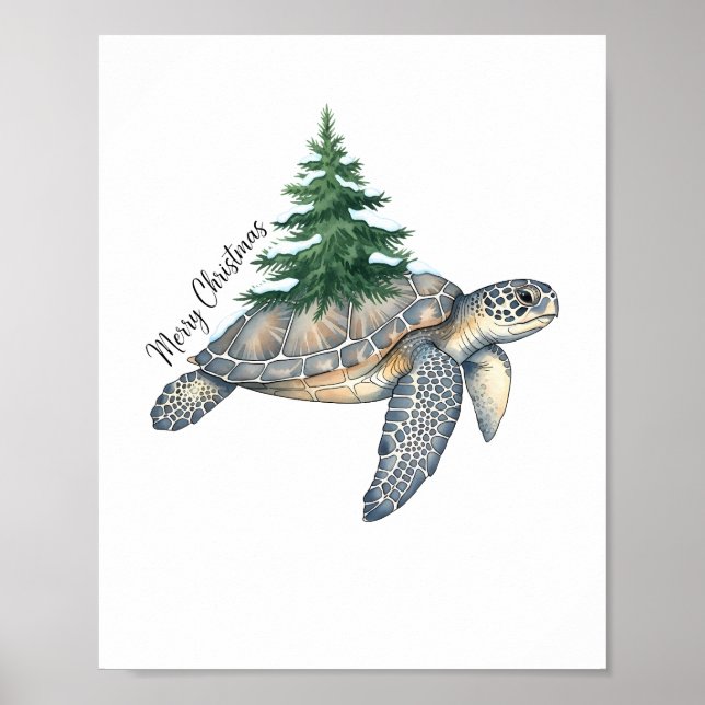 Póster Tortuga marina navideña (Frente)