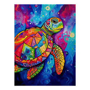 Póster Tortuga marina Resumen Día de la Tierra Naturaleza