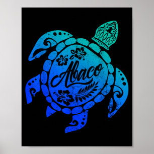 Póster Tortuga marina tribal de Abaco vacaciones en la pl
