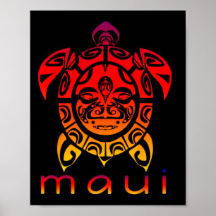 Póster Tortuga marina vívida de Hawái