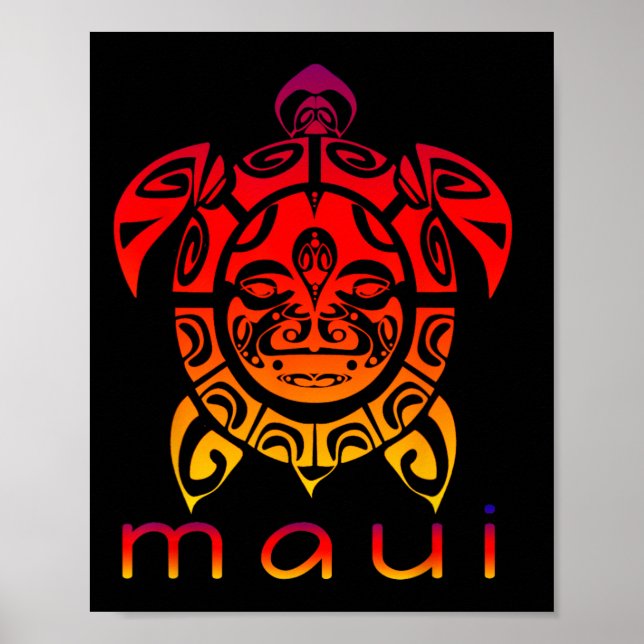 Póster Tortuga marina vívida de Hawái (Frente)