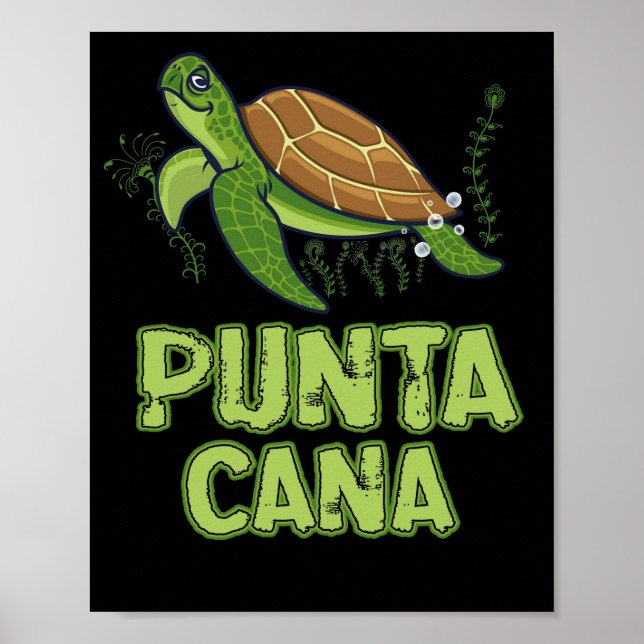 Póster Tortuga Punta Cana Souvenir República Dominicana (Frente)