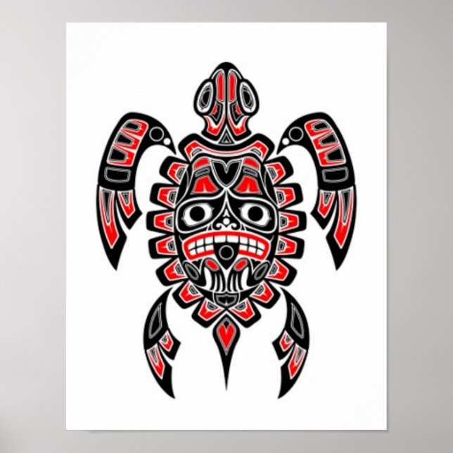Póster Tortuga roja y negra de Haida Spirit Sea (Frente)