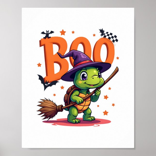 Póster Tortuga Tortoise Boo Bruja Trick O Trate Halloween (Frente)