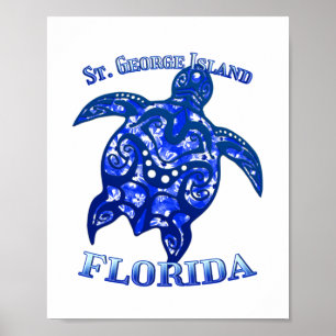 Póster Tortuga tribal de vacaciones de St. George Florida