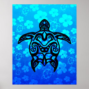 Póster Tortuga tribal Hibiscus