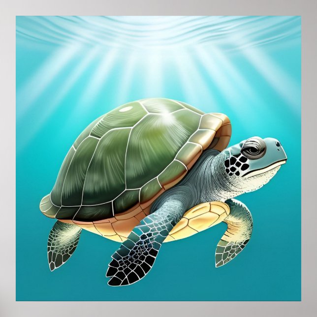 Póster Tortuga Verde Realista (Frente)