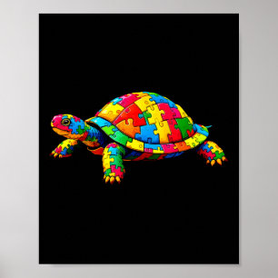 Póster Tortuga Y Rompecabezas: Día De Concienciación Sobr