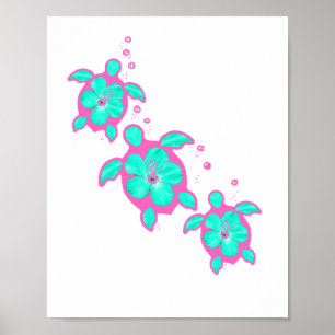 Póster Tortugas costeras honu hawaianas