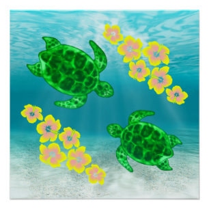 Póster Tortugas del Mar Verde