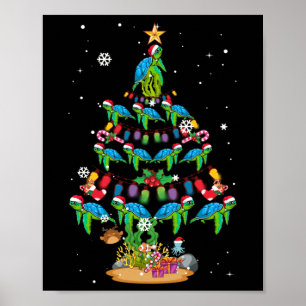 Póster Tortugas marinas adoran el árbol navideño de la to