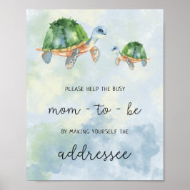 Póster Tortugas marinas - Ayuda a la ocupada madre a abor