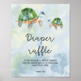 Póster Tortugas marinas - cartel de rifa de pañales