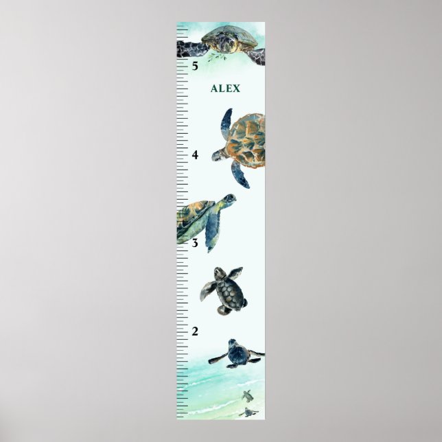Póster Tortugas marinas de acuarela personalizada (Frente)