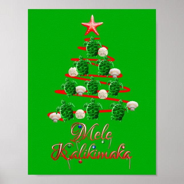 Póster Tortugas marinas de Mele Kalikimaka (Frente)
