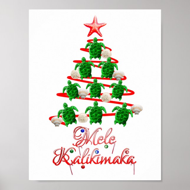 Póster Tortugas marinas de Mele Kalikimaka (Frente)
