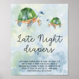 Póster Tortugas marinas - Diapers nocturnos tardías