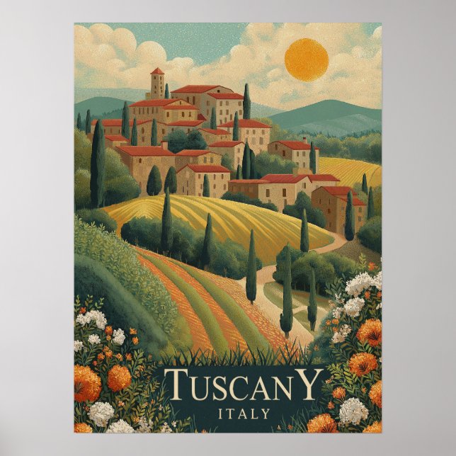 Póster Toscana al atardecer - Italia Viaje (Frente)