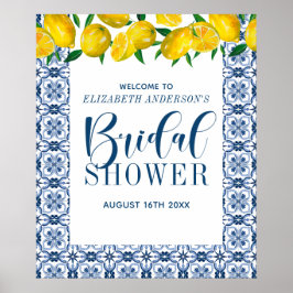 Póster Toscana Azul Italiano Tile Bridal Shower Poster