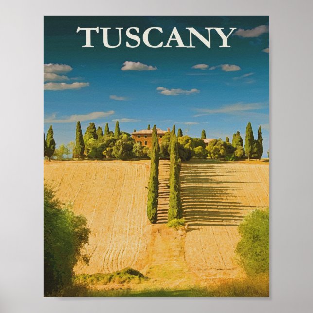 Póster Toscana, Italia Poster de Viajes Vintage (Frente)