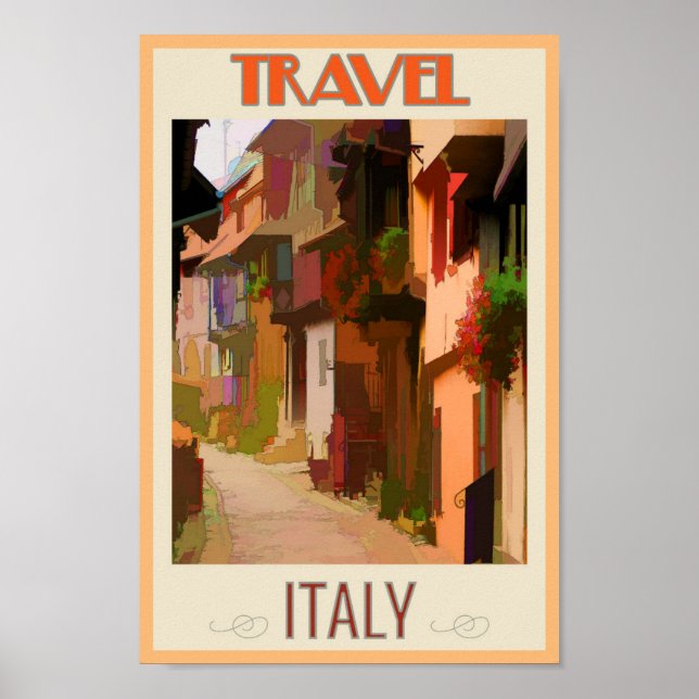 Póster Toscana Italia Resumen Viaje colorido (Frente)