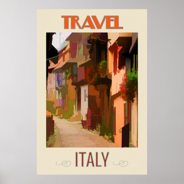 Póster Toscana Italia Resumen Viaje colorido (Frente)