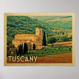 Póster Toscana Italia Viaje de época