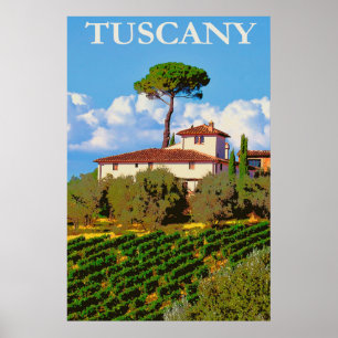 Póster Toscana Italia Viaje de Vintage Villa Italiana