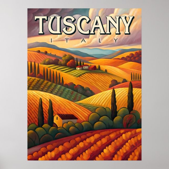 Póster Toscana Italia Viajes de época (Frente)