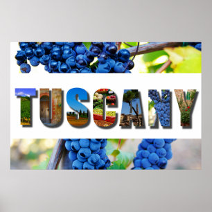 Póster Toscana Italia Viñeta Italiana Fotos de viaje