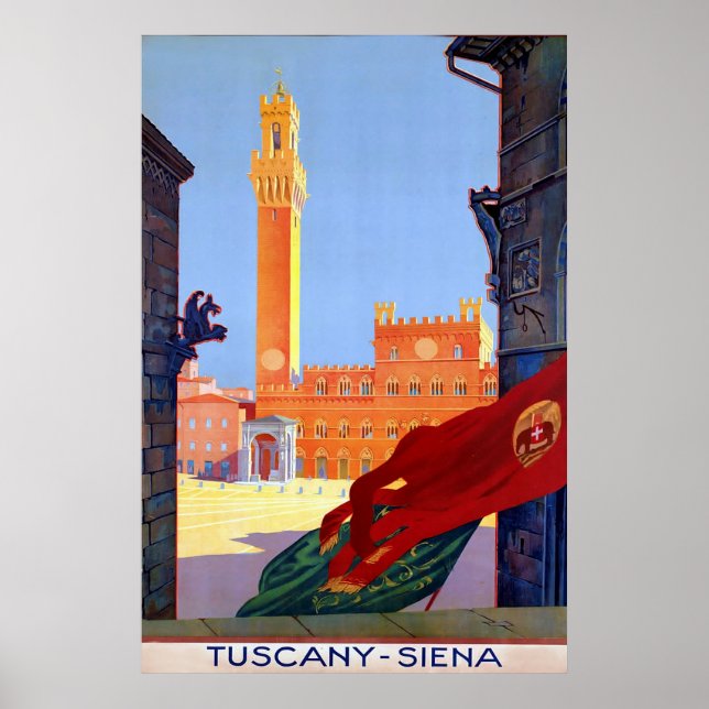 Póster Toscana ~ Siena ~ Viaje italiano de época (Frente)