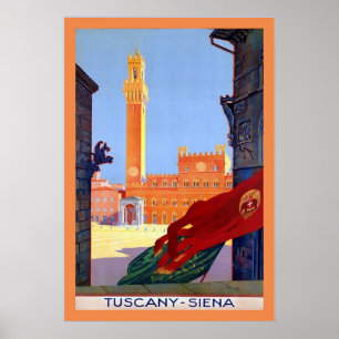 Póster Toscana ~ Siena ~ Viaje italiano de época