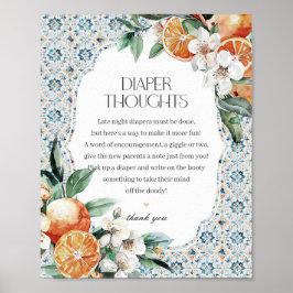Póster Toscana Tile Italiano Diaper Thoughts Baby Shower