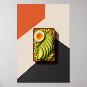 Póster Tostada de aguacate con huevo – Desayuno geométric