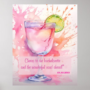 Póster Tostada de Fiesta de Despedida de Soltera con Acua