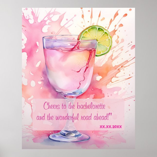 Póster Tostada de Fiesta de Despedida de Soltera con Acua (Frente)