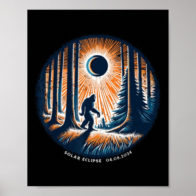 Póster Total Abril 8 2024 Eclipse solar total 3 (Frente)