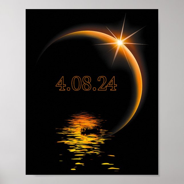 Póster Total América 04 08 24 Eclipse solar total 2024 (Frente)