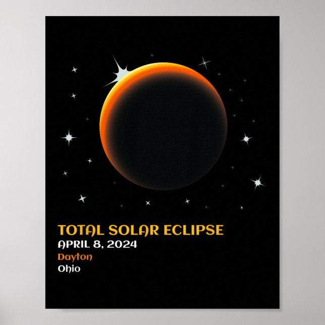 Póster Total América 04 08 24 Eclipse solar total 2024 (Frente)