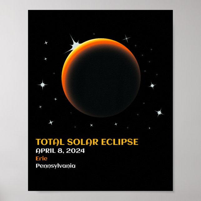Póster Total América 04 08 24 Eclipse solar total 2024 (Frente)