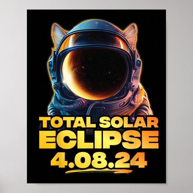 Póster Total América 4.08.24 Eclipse solar total gato 2 (Frente)