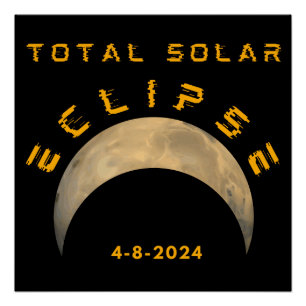 PÓSTER TOTAL DEL SOLAR ECLIPSE MOON SUN EARTH