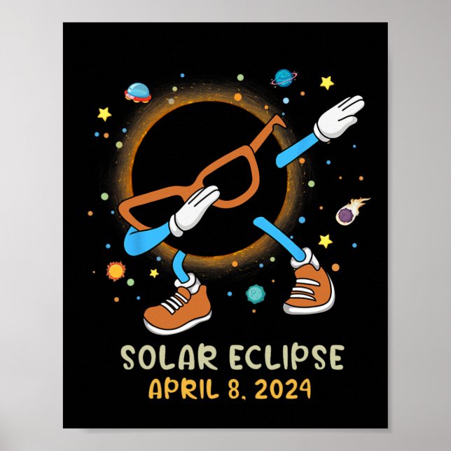 Póster Total Eclipse Solar 2024 Dabbing Divertido Para Ni (Frente)