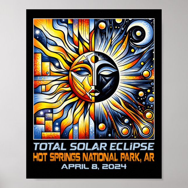 Póster Total Eclipse Solar Hot Springs Ar Arkansas (Frente)
