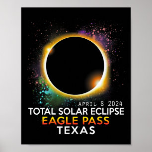 Póster Total Eclipse solar total Eagle Pass Texas abril