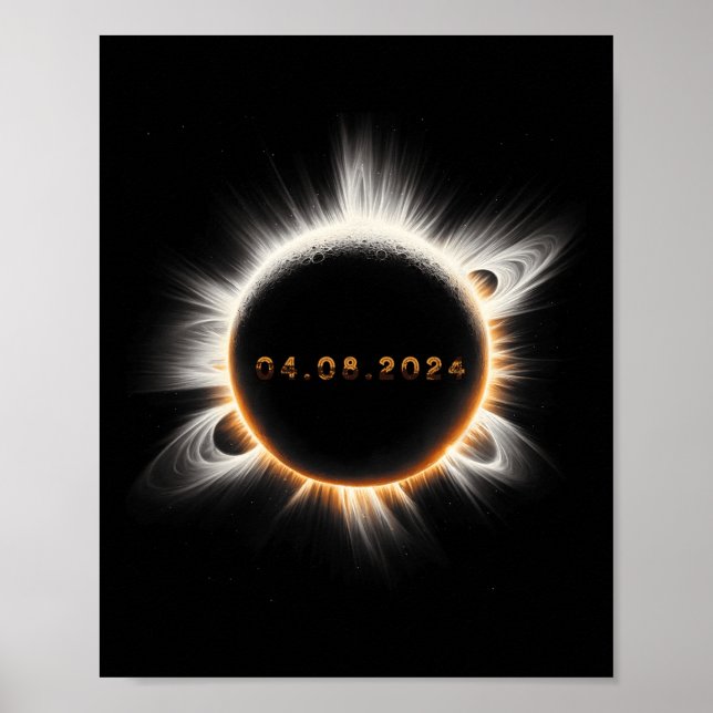 Póster Total primavera 4.08.24 Eclipse solar total 2024 (Frente)
