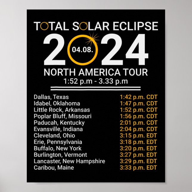 Póster Total primavera 4.08.24 Eclipse solar total 2024 (Frente)